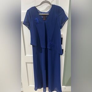 R & K Evening Dress Royal Blue Beaded NWT Size 14P Formal